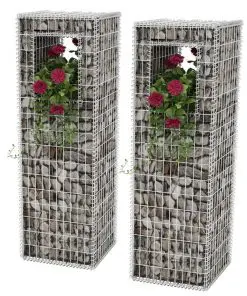 vidaXL Gabion Basket Posts/Planters 2 pcs Steel 50x50x160 cm