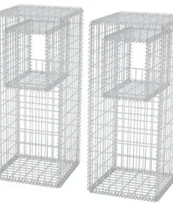 vidaXL Gabion Basket Posts/Planters 2 pcs Steel 50x50x120 cm
