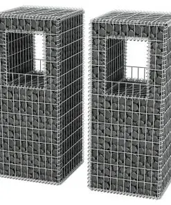 vidaXL Gabion Basket Posts/Planters 2 pcs Steel 50x50x120 cm