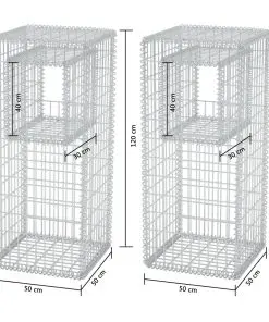 vidaXL Gabion Basket Posts/Planters 2 pcs Steel 50x50x120 cm