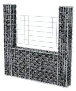 vidaXL Gabion Basket U-Shape Galvanised Steel 160x20x150 cm