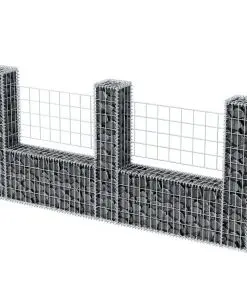 vidaXL Gabion Basket U-Shape Galvanised Steel 240x20x100 cm