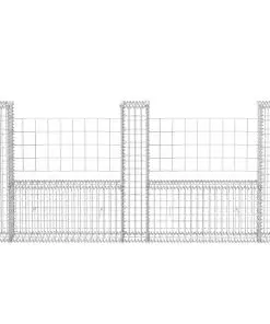 vidaXL Gabion Basket U-Shape Galvanised Steel 240x20x100 cm