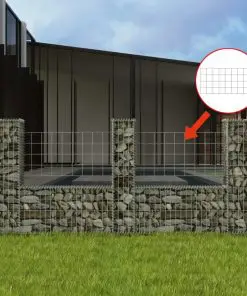 vidaXL Gabion Basket U-Shape Galvanised Steel 240x20x100 cm