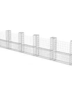vidaXL Gabion Basket U-Shape Galvanised Steel 570x20x100 cm