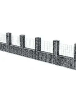 vidaXL Gabion Basket U-Shape Galvanised Steel 570x20x100 cm