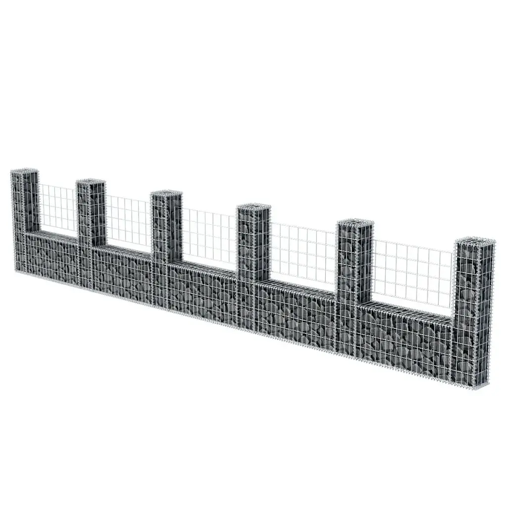 vidaXL Gabion Basket U-Shape Galvanised Steel 570x20x100 cm