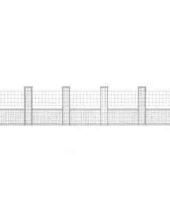 vidaXL Gabion Basket U-Shape Galvanised Steel 570x20x100 cm