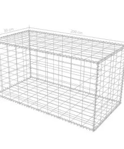 vidaXL Gabion Basket Galvanised Steel 200x30x100 cm