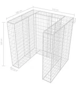 vidaXL Gabion Single Wheelie Bin Surround Steel 110x100x120 cm