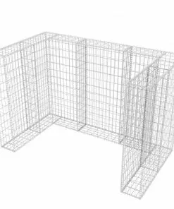 vidaXL Gabion Double Wheelie Bin Surround Steel 180x100x120 cm