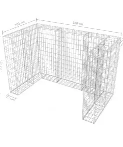 vidaXL Gabion Double Wheelie Bin Surround Steel 180x100x120 cm
