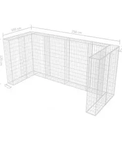 vidaXL Gabion Triple Wheelie Bin Surround Steel 250x100x120 cm