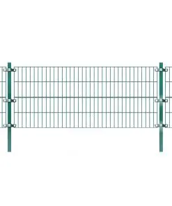vidaXL Fence Panel with Posts Powder-coated Iron 6×0.8 m Green