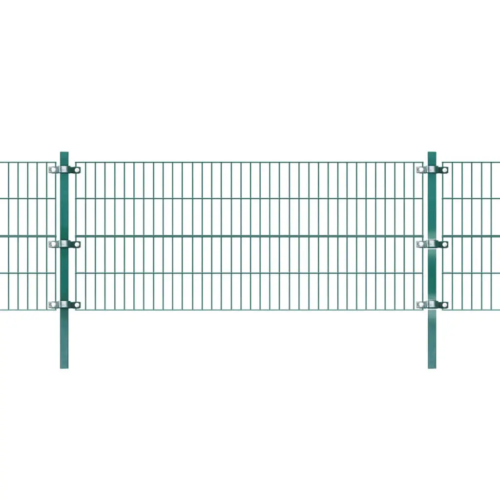 vidaXL Fence Panel with Posts Powder-coated Iron 6×0.8 m Green