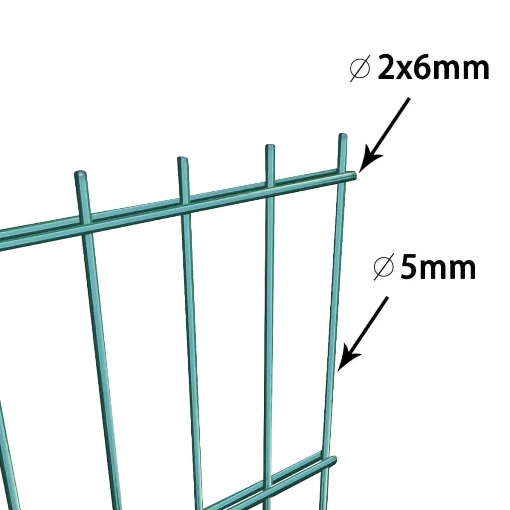 vidaXL Fence Panel with Posts Powder-coated Iron 6×0.8 m Green