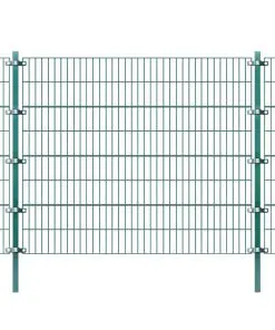 vidaXL Fence Panel with Posts Powder-coated Iron 6×1.6 m Green