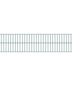 vidaXL Fence Panel with Posts Powder-coated Iron 6×2 m Green