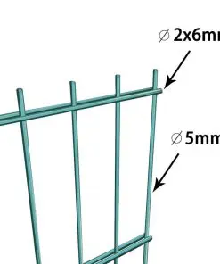 vidaXL Fence Panel with Posts Powder-coated Iron 6×2 m Green