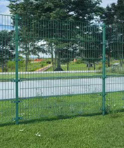 vidaXL Fence Panel with Posts Powder-coated Iron 6×2 m Green