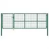 vidaXL Garden Fence Gate with Posts 350×100 cm Steel Green