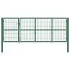 vidaXL Garden Fence Gate with Posts 350×120 cm Steel Green