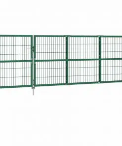 vidaXL Garden Fence Gate with Posts 350×120 cm Steel Green