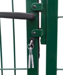 vidaXL Garden Fence Gate with Posts 350×120 cm Steel Green