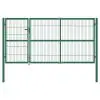 vidaXL Garden Fence Gate with Posts 350×140 cm Steel Green