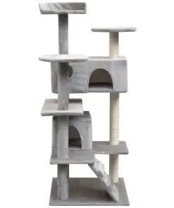 vidaXL Cat Tree with Sisal Scratching Posts 125 cm Grey
