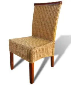 vidaXL Dining Chairs 2 pcs Brown Natural Rattan