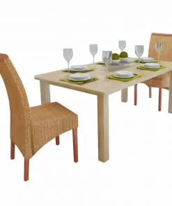vidaXL Dining Chairs 2 pcs Brown Natural Rattan