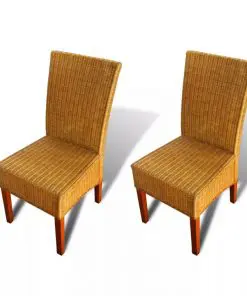 vidaXL Dining Chairs 2 pcs Brown Natural Rattan
