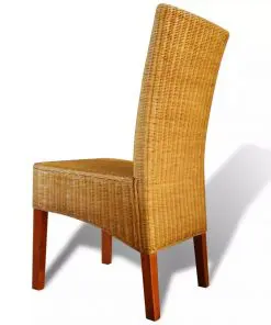 vidaXL Dining Chairs 2 pcs Brown Natural Rattan