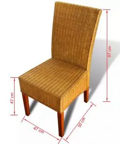 vidaXL Dining Chairs 2 pcs Brown Natural Rattan