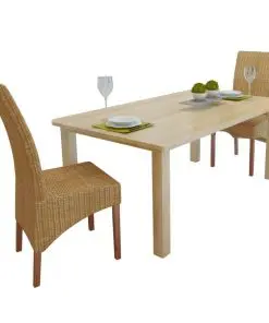 vidaXL Dining Chairs 2 pcs Brown Natural Rattan