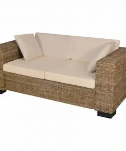 vidaXL Seven Piece 2-Seater Sofa Set Real Rattan