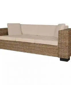 vidaXL Eight Piece 3-Seater Sofa Set Real Rattan