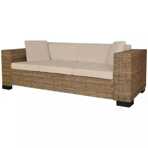 vidaXL Eight Piece 3-Seater Sofa Set Real Rattan