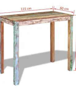 vidaXL Bar Table Solid Reclaimed Wood 115x60x107 cm