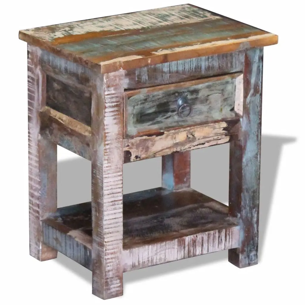 vidaXL Side Table with 1 Drawer Solid Reclaimed Wood 43x33x51 cm