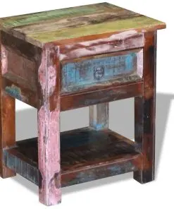 vidaXL Side Table with 1 Drawer Solid Reclaimed Wood 43x33x51 cm