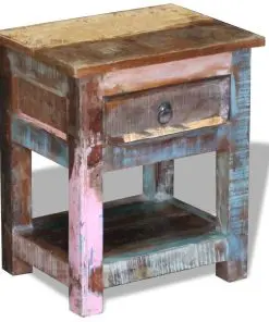 vidaXL Side Table with 1 Drawer Solid Reclaimed Wood 43x33x51 cm