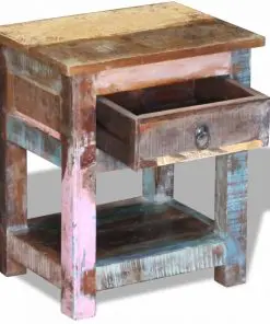vidaXL Side Table with 1 Drawer Solid Reclaimed Wood 43x33x51 cm