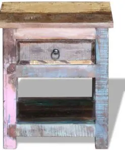 vidaXL Side Table with 1 Drawer Solid Reclaimed Wood 43x33x51 cm