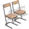 vidaXL Dining Chairs 2 pcs Solid Teak Wood vidaXL Dining Chairs 2 pcs Solid Teak Wood