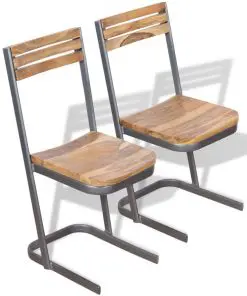 vidaXL Dining Chairs 2 pcs Solid Teak Wood