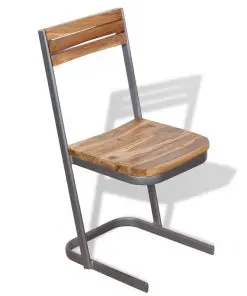 vidaXL Dining Chairs 2 pcs Solid Teak Wood