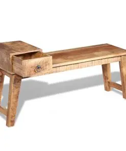 vidaXL Bench with Drawer Solid Mango Wood 120x36x60 cm
