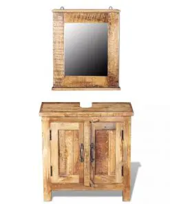 vidaXL Bathroom Vanity Cabinet with Mirror Solid Mango Wood